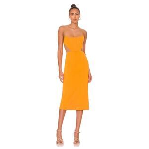 NBD Leighton Satin Lace-Up Cutout Midi Dress Orange L NWT